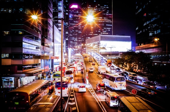 City highways in Hong Kong at night